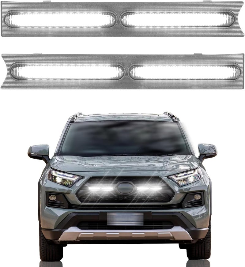 CFDSDE LED Grille Lights Fits for 2019-2024 Toyota RAV4 Accessories Exterior Front Grill Insert Light for 5th Gen Hybrid Adventure TR D Off-Road 5311142220(White Lights) - Image 1
